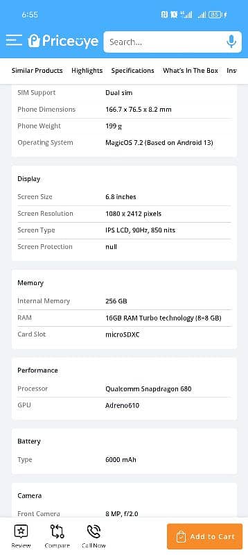 Honor 7xb with just 6000 mah battry 16/256 Gb memory 1