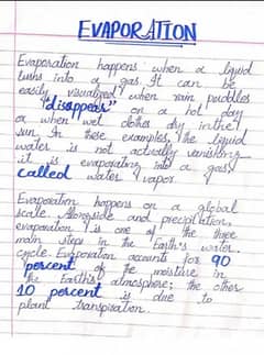 Handwriting assignment works