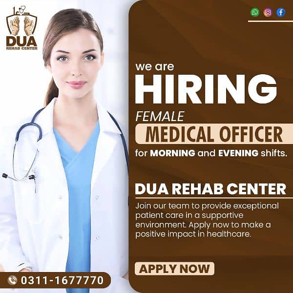 Female Doctor required for Dua rehab center 0