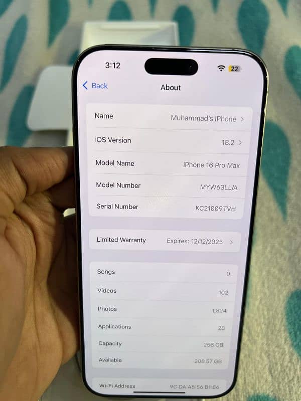 iphone 16 pro max LLA (256gb JV) non active 11