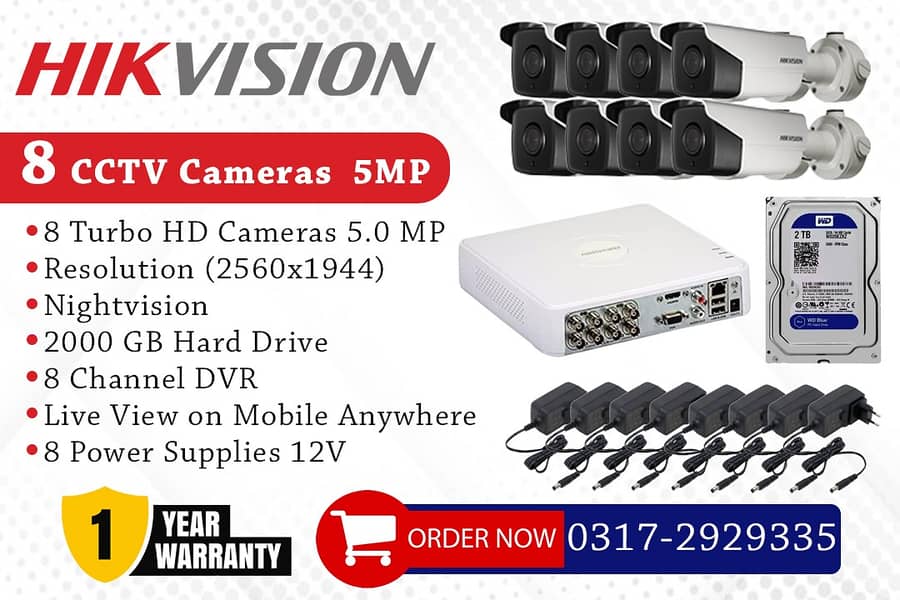 5MP 8 CCTV Cameras Bundle Brand HIKVision 0