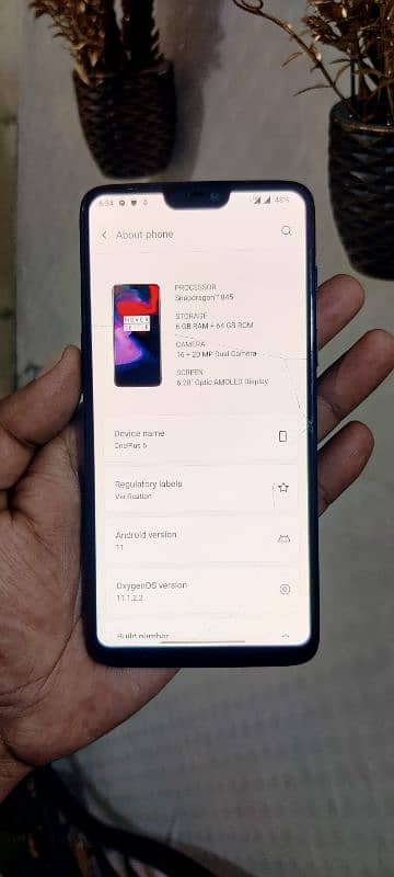 oneplus 6  dual sim glass cracked 6/64 1