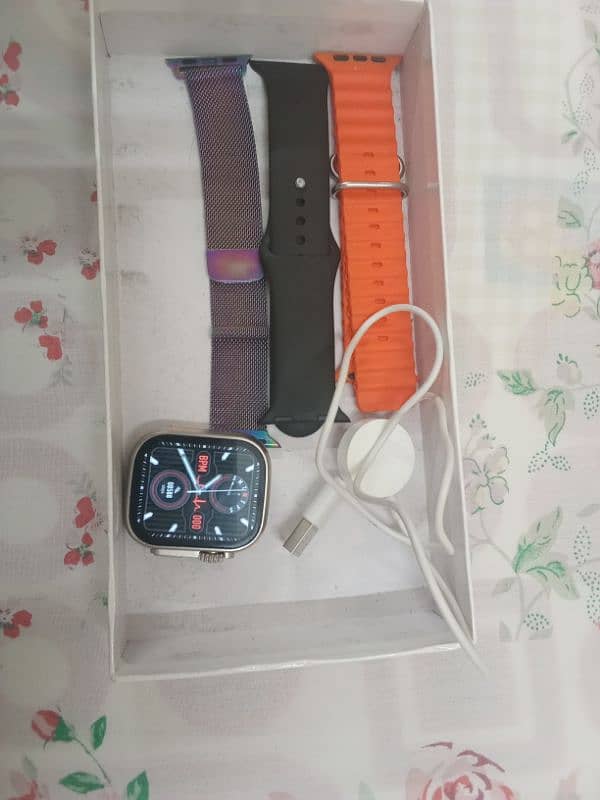 T10 ultra smart watch with extra 2 straps and charger 1