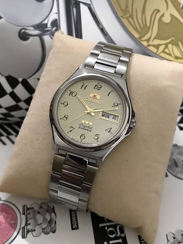 ORIENT-AUTOMATIC-GOLD CRYSTAL-NEW ORIGINAL WATCH-RADO-OMEGA-ROLEX-TISS 2