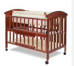 Wooden Baby Cot | Like New | 2-in-1 Baby Crib with Wheels | Rs. 15,000