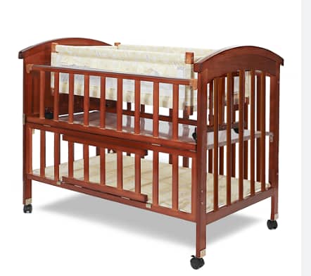 Wooden Baby Cot | Like New | 2-in-1 Baby Crib with Wheels | Rs. 15,000 0