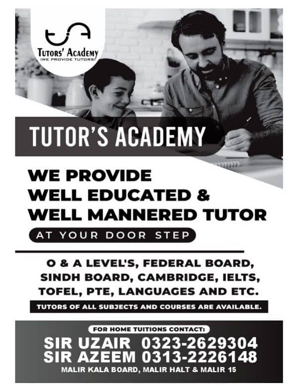 TUTORS FOR ALL GRADES 1