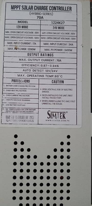 SIMTAK MPPT CHARGE CONTROLL FOR SELL  70 AMPER 4