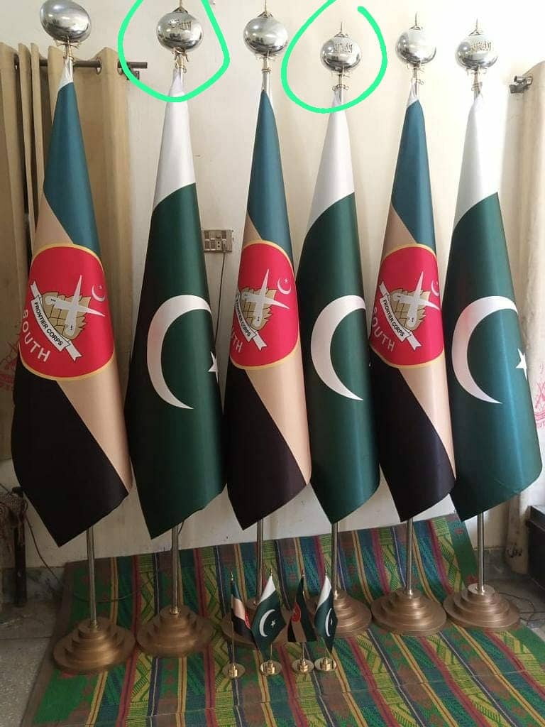 Pakistan Flag / Army Flag + vip golden Stand for army Office 3