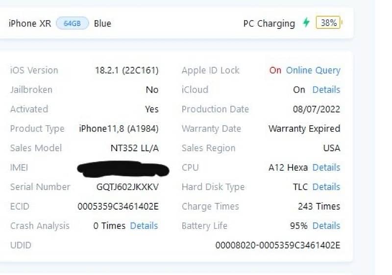 Iphone XR Non Pta JV 64GB 10