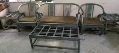 Sofa set, wooden sofa and table for sale