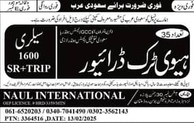 Jobs For male And female, Vacancies in Saudia, Need Staff , Work Visa