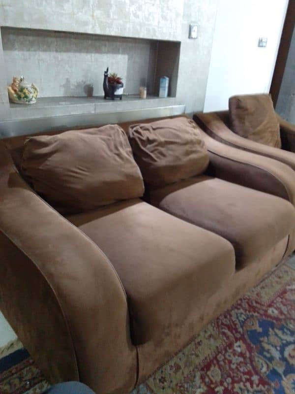 Brown Poshished Velvet Sofa Set 2