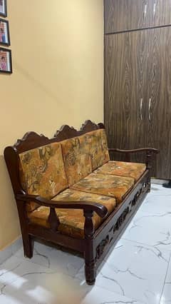 3 seater wooden sofa