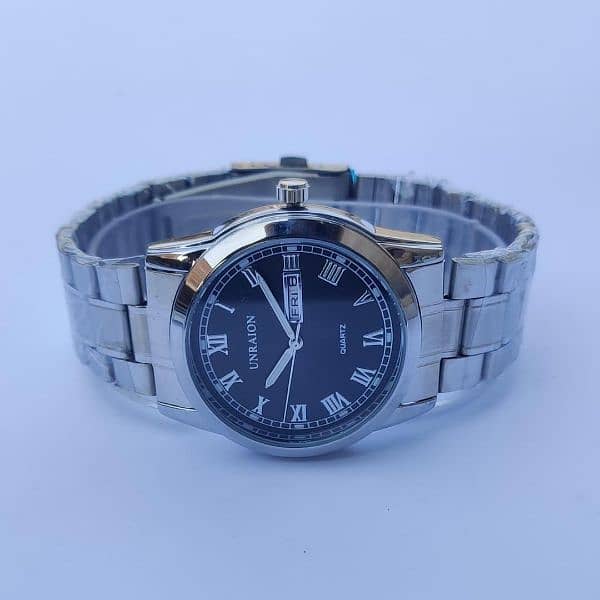 Men's Quartz Round Silver Analogue Watch - 1 Pc Chain Strap 1