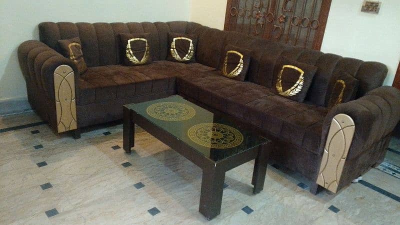 L shape sofa set and table for sale, 0