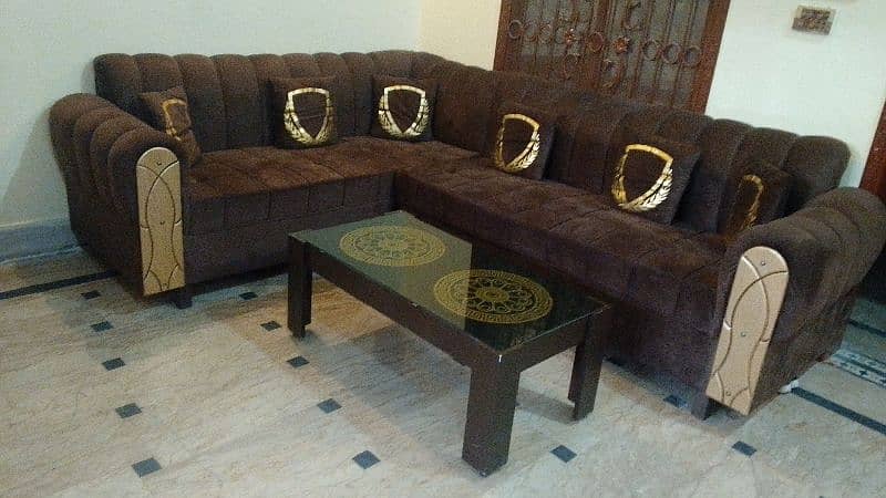 L shape sofa set and table for sale, 2