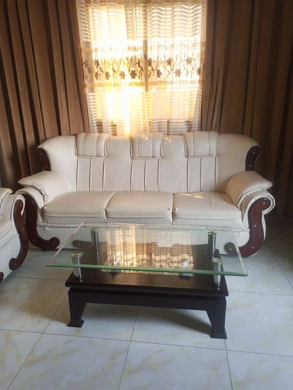 7 seater leather sofa set with table 0