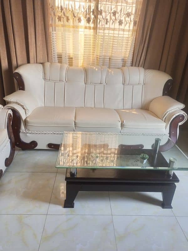 7 seater leather sofa set with table 6