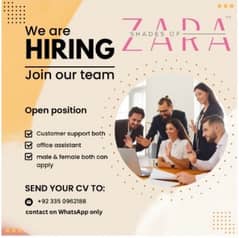 hiring for above mentioned positions  both for male & female