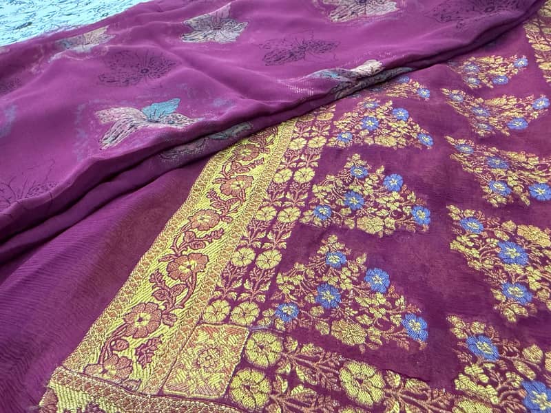 100% Pure embosed Silk Shirt with 100% Pure Chifoon /Silk Dupatta 5