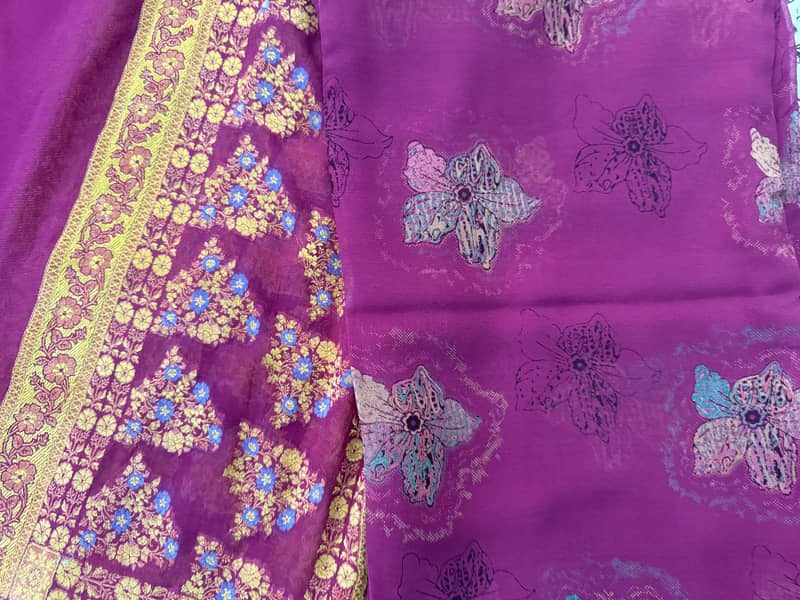 100% Pure embosed Silk Shirt with 100% Pure Chifoon /Silk Dupatta 6