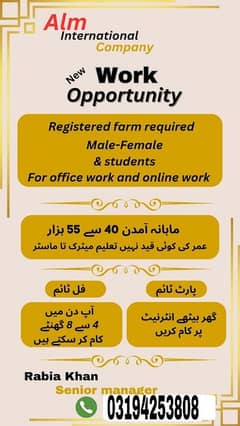 we need online work for male and female