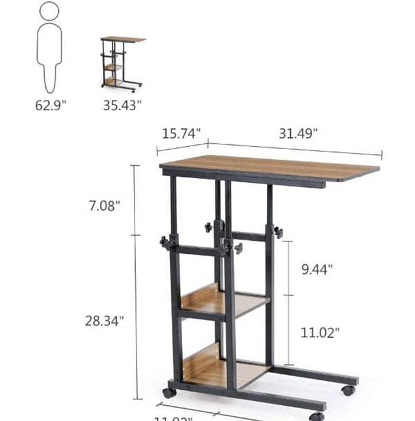 Wooden Adjustable Laptop Side Table For Sofa And Bed 2