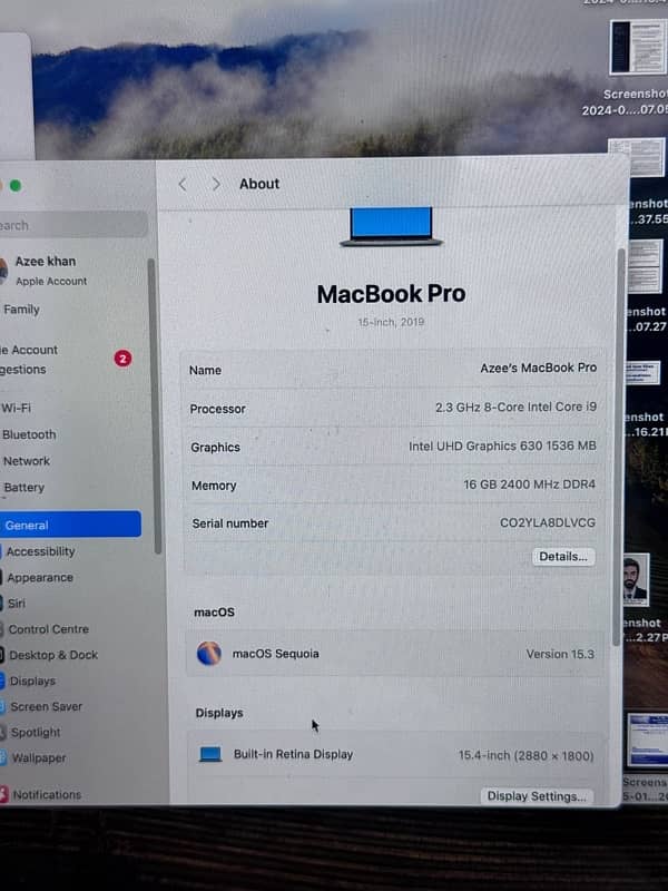 macbook pro 15.4" 2019 core i9 16- 512 touch bar 10