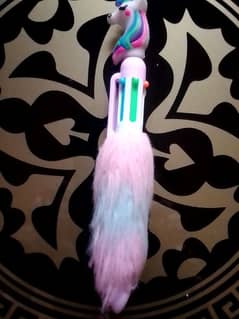 Unicorn head rainbow theme multi colour pen