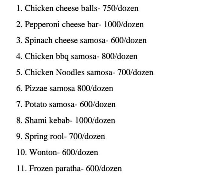 frozen food are availble ۔all items snacks salan 2