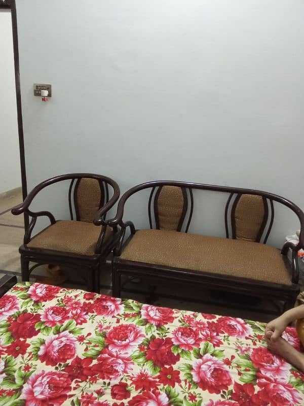 2 pure wooden sofa for sale 1 double seat and 1 single seat 1