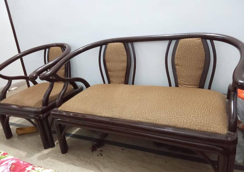 2 pure wooden sofa for sale 1 double seat and 1 single seat 4