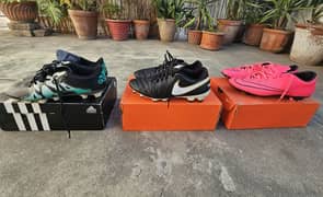 nike victory adidas x15.4 and tiempo football shoes