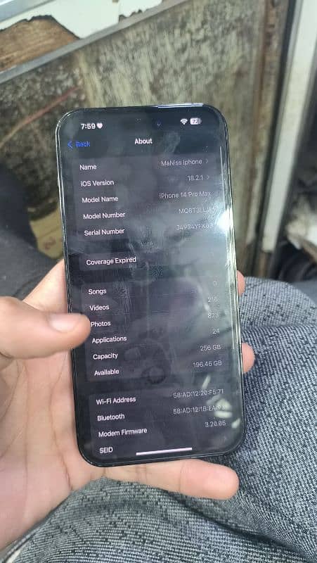 iphone 14 pro max 10/10 Waterpacked 87%BH JV 256GB Only phone 0