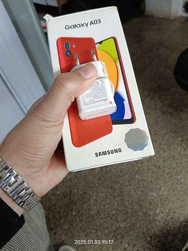 samsung A03 4gb 64 gb with box and adopter 1