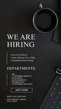 We Are Hiring (only for karachi)