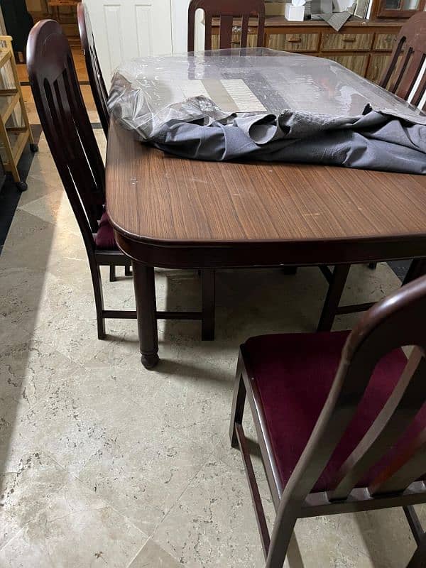 Dining table with 6 chairs pure wooden 1