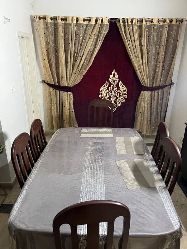 Dining table with 6 chairs pure wooden 2