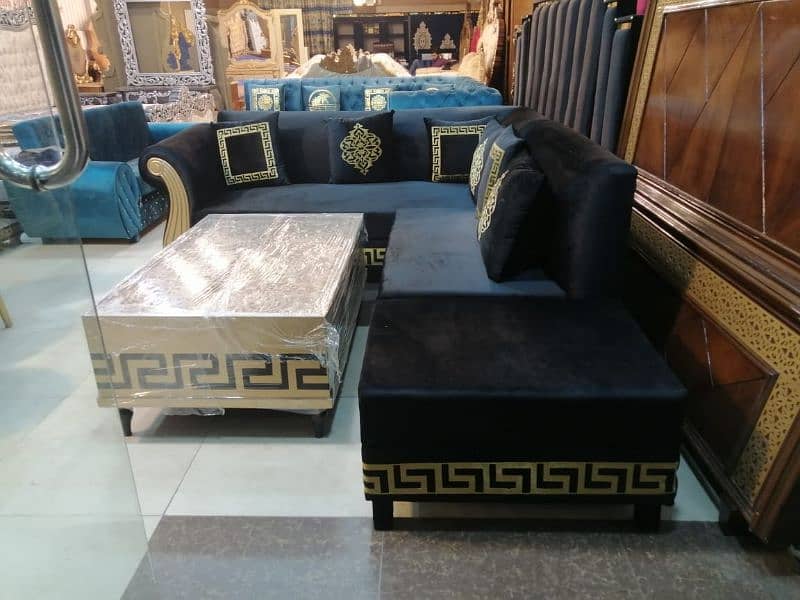 L shape corner sofa - 6 seater sofa set - velvet stuff/ 3,2,1 sofa / 19