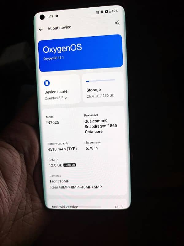 OnePlus 8 pro 12/256 blue color PTA approved 0