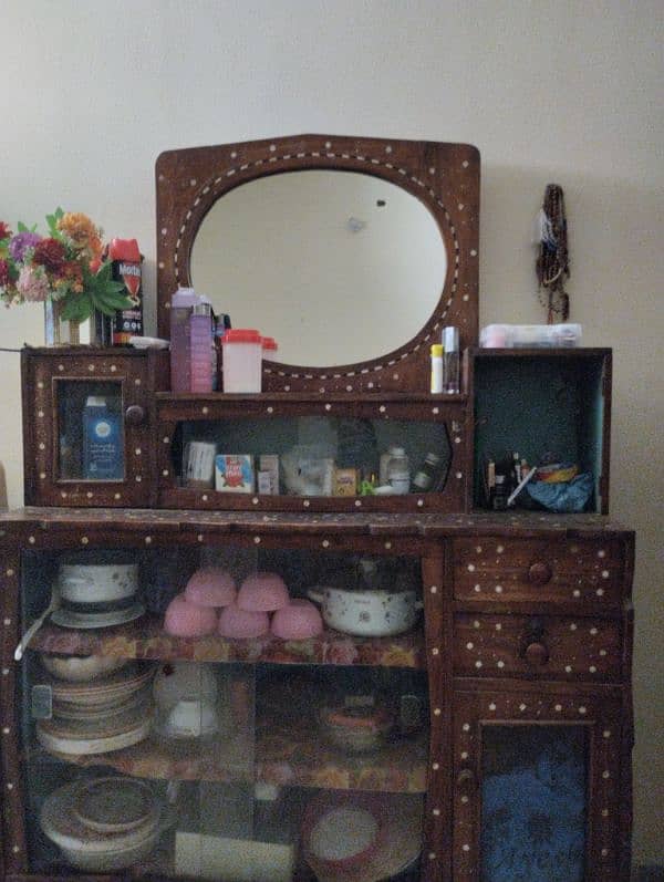 pure wooden dressing with showcase in affordable price 0