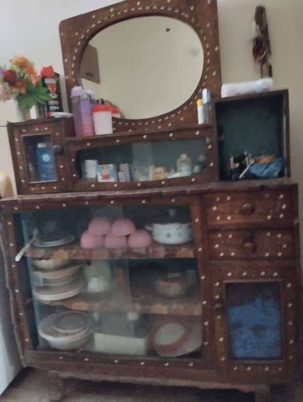 pure wooden dressing with showcase in affordable price 3