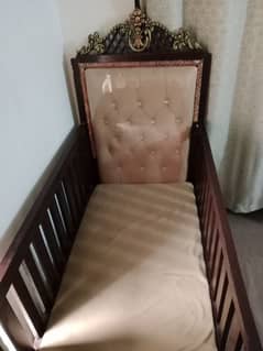 royal style cot with velvet covering and mattress