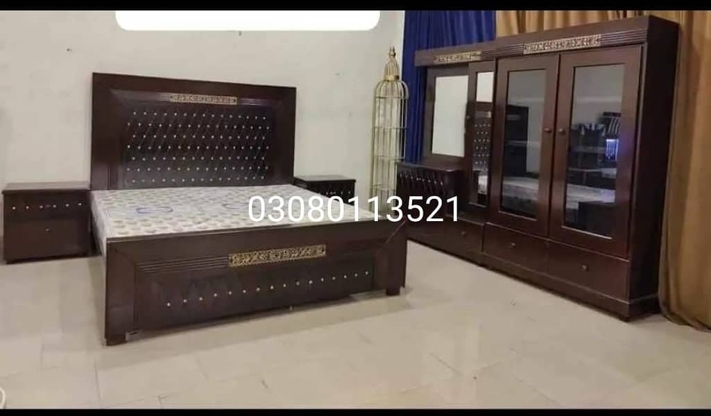 Bed Set/Poshish Bed /Double Bed/king Size Bed/Bed Dressing Side Table 6