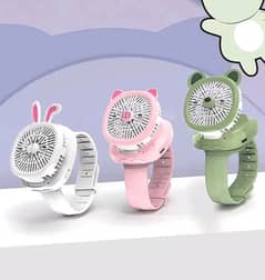 Watch Fan Cartoon with Wrist Strap Rechargeable 3Levels Adjustable