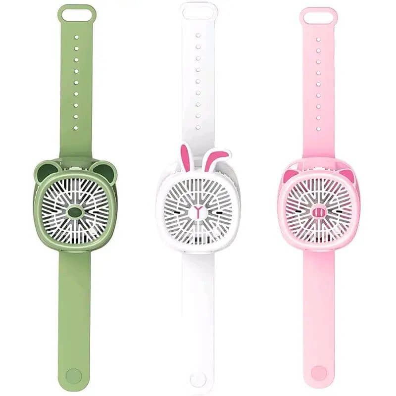 Watch Fan Cartoon with Wrist Strap Rechargeable 3Levels Adjustable 1