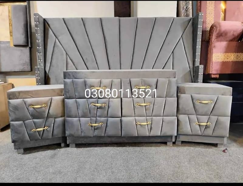 Bed Set/Poshish Bed /Double Bed/king Size Bed/Bed Dressing Side Table 6