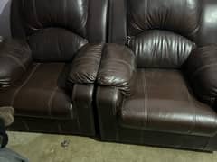 dark brown pure leather Sofa set 5 seater