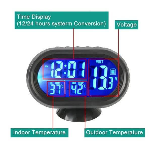 Digital Car Indoor And Outdoor Temperature Alarm Clock Temperature Met 11